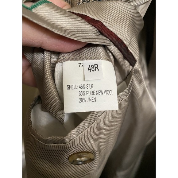 Vintage Alexander Julian Classics Blazer 48R Gray Herringbone Silk Wool Linen - Picture 13 of 16